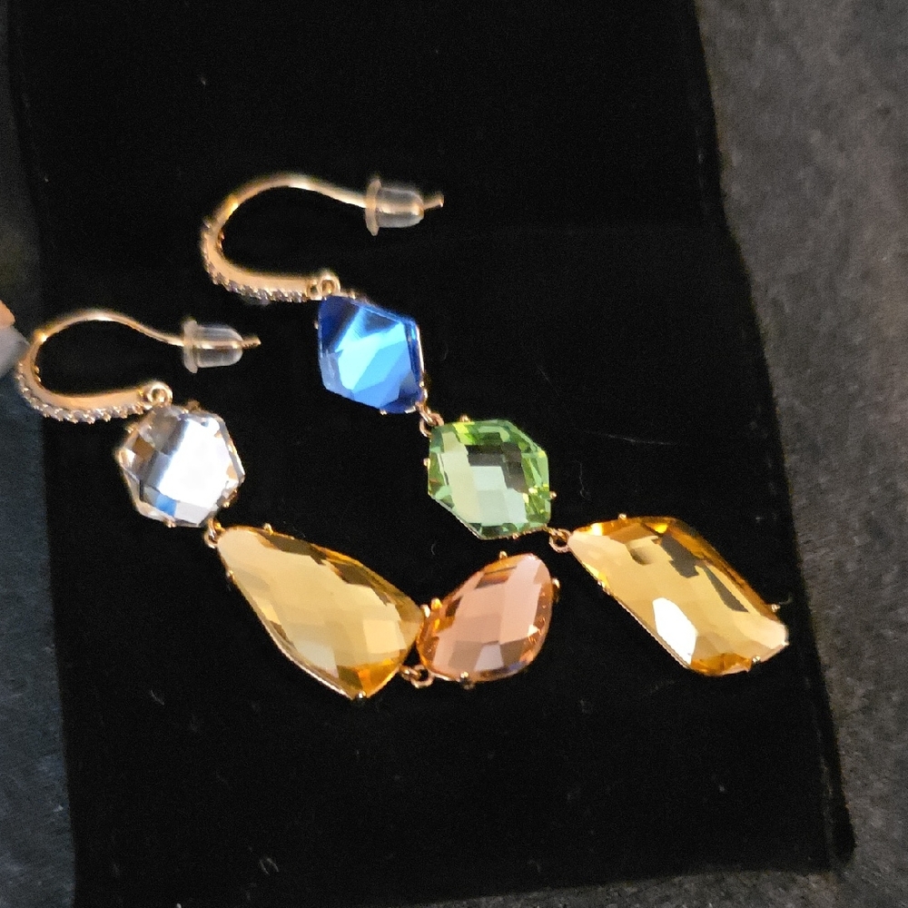 Blue and Green Gemstone Dangle Earrings